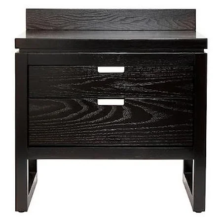 Two Drawer Night Stand with Java Finish and Wood Veneer